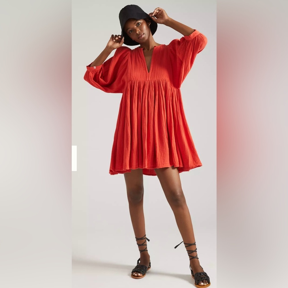 Anthropologie Sundry Boho‎  Orange Tunic Dress Size 0